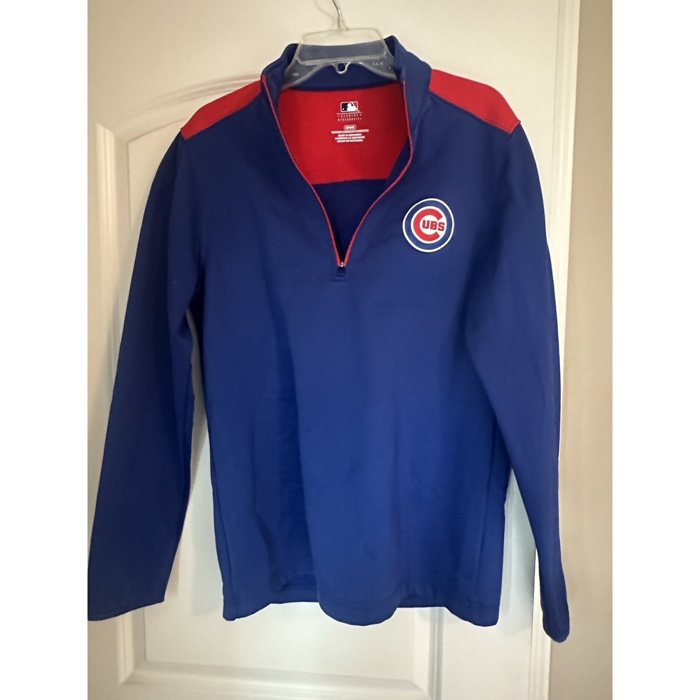 Majestic Chicago Cubs Men's Blue‎ Red Sweatshirt Size L MLB Baseball